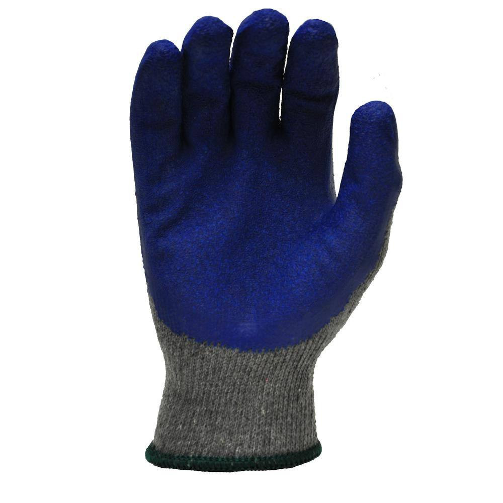 Large Blue Latex Palm and Finger Crinkle Pattern Rubber Coated Gloves (120-Case)