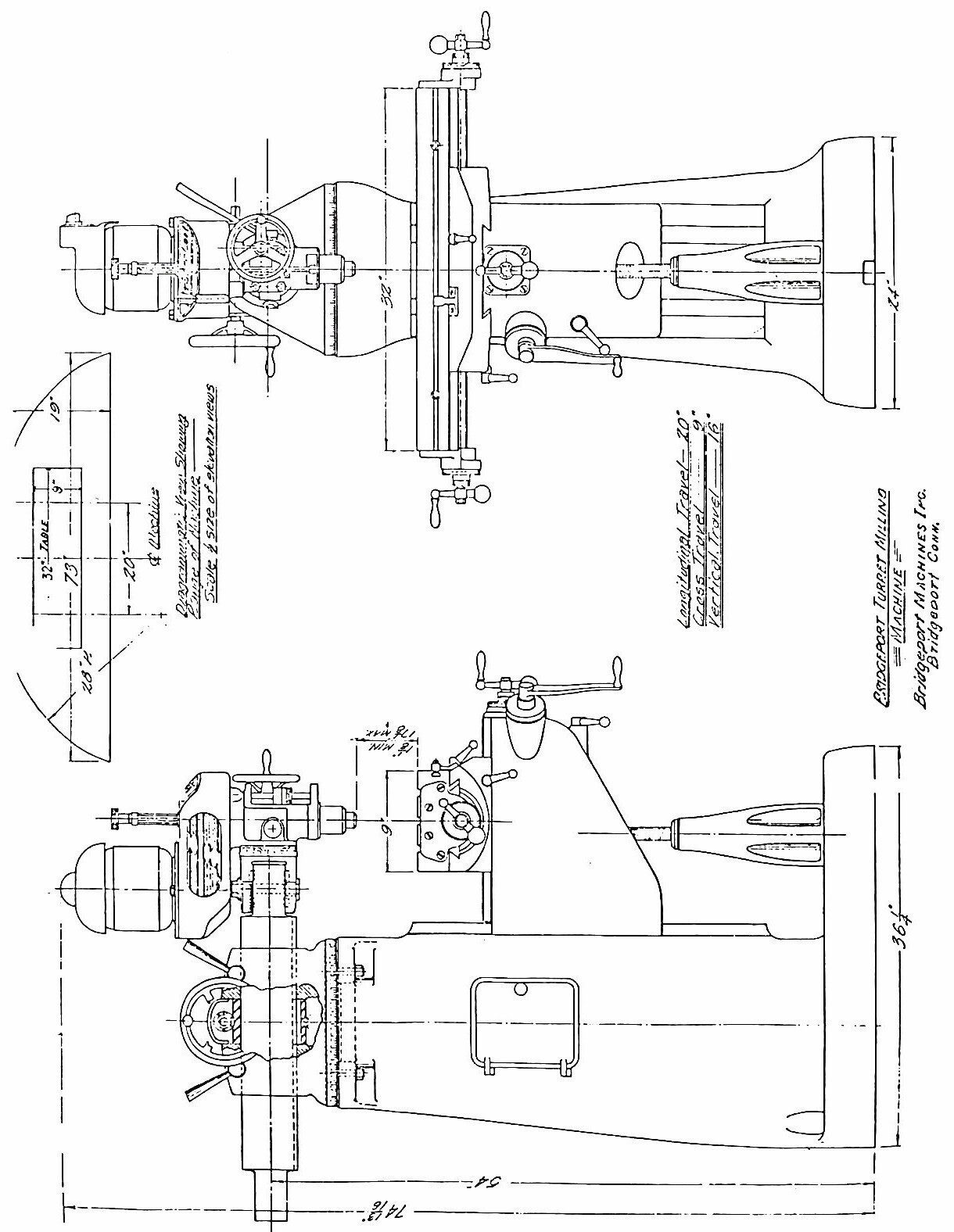 BRIDGEPORT Round Ram Vertical Milling Machine Instructions & Parts Manual 0852