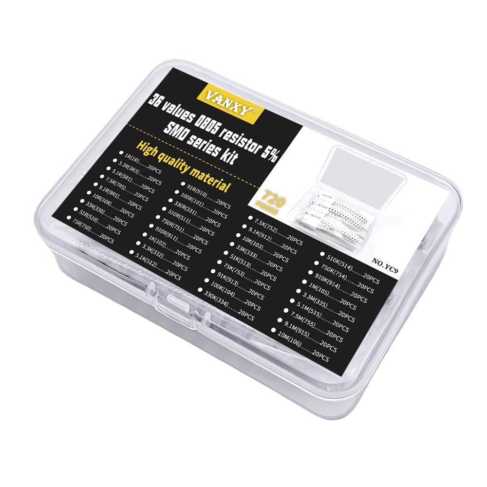 36Values 0805 SMD Resistor Kit 1R-10M Ω ohm 1/8W 0.125W ±5% Tolerance Thick…