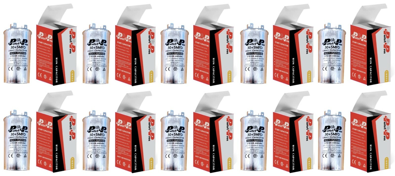 30+5 30/5 uF MFD 370-440 V AC (10x) High Quality Dual Run Capacitor CBB65-R