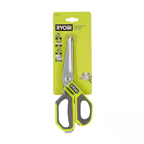 NEW Heavy-Duty Straight Scissors with Metal Core and Built-In Tape Breaker Tool