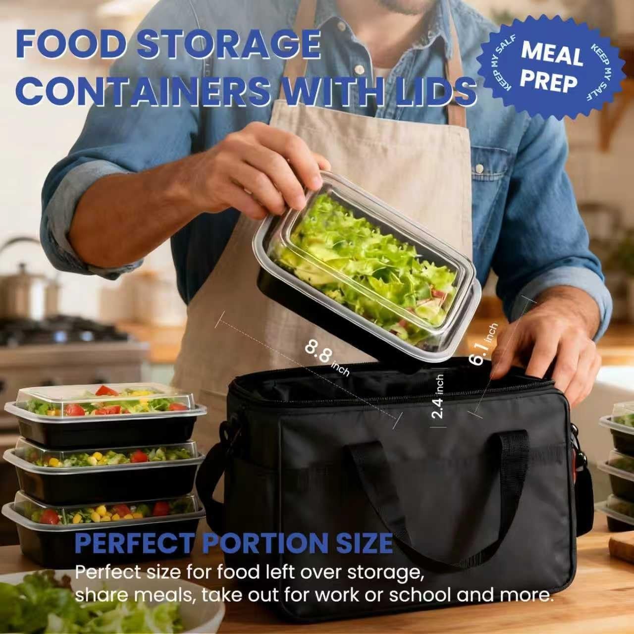 15 Pack 32oz BPA Free Meal Prep Containers With Lids