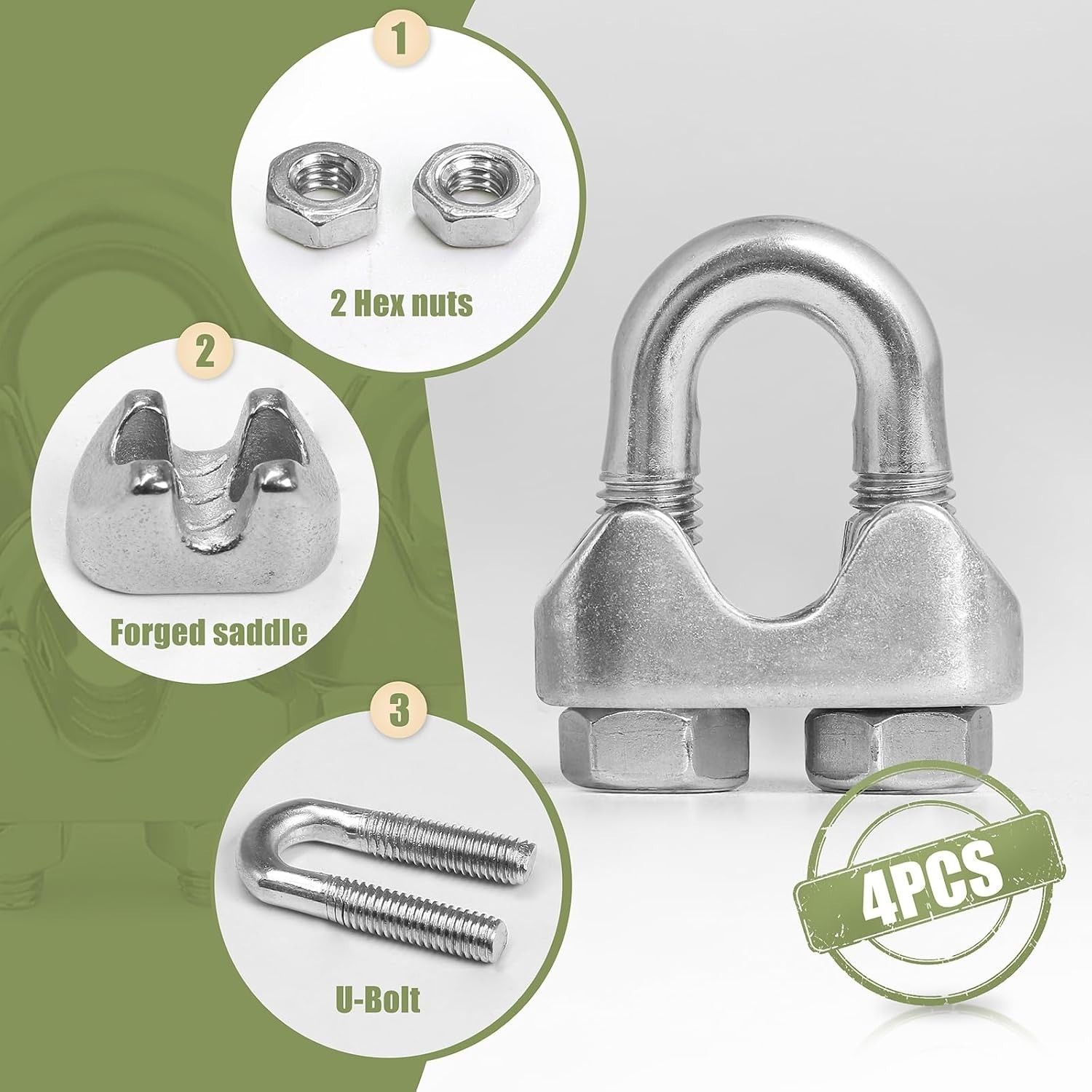 Versatile 4pcs M5 Wire Rope Clamps – 3/16 Inch Stainless Steel Cable Connectors
