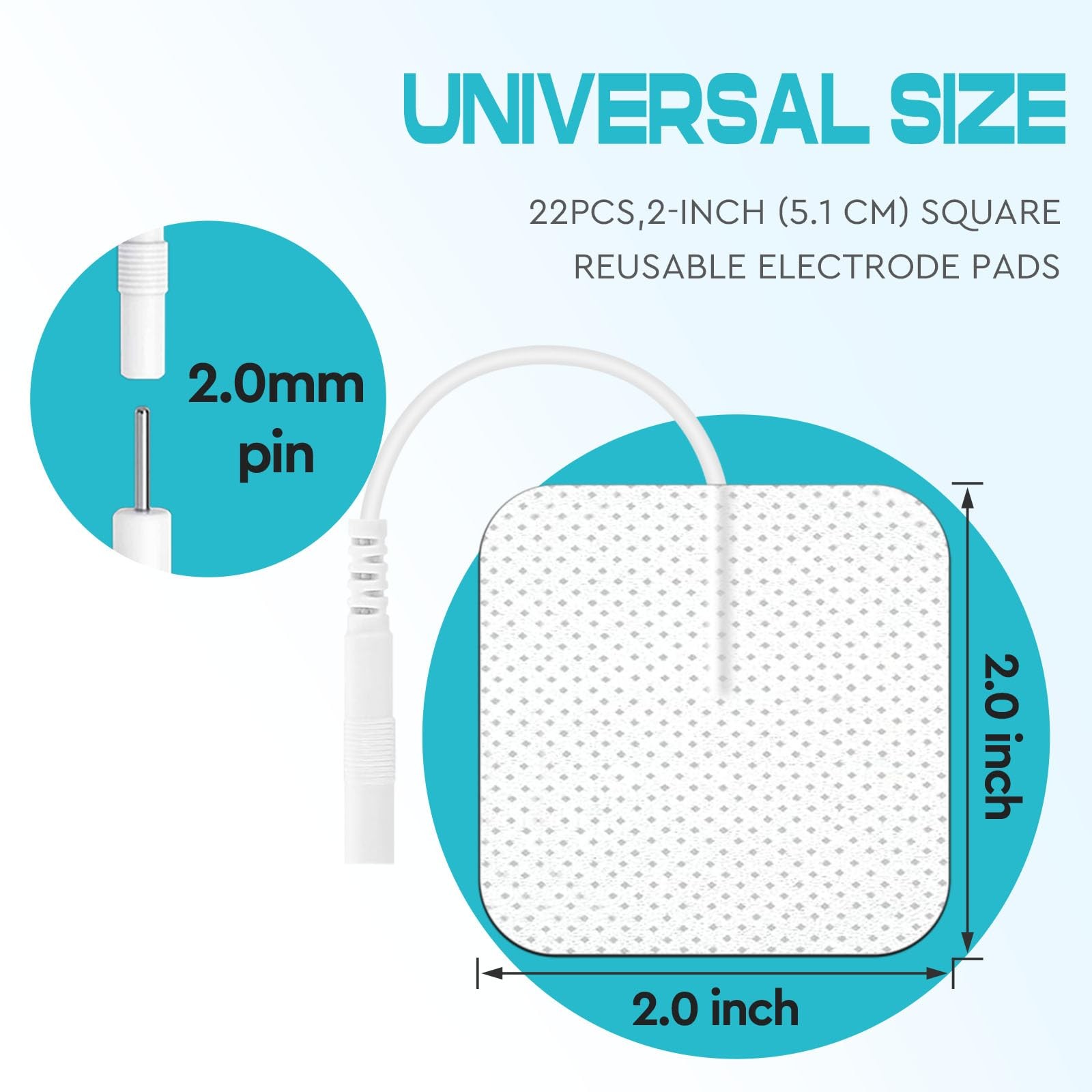 8 PCS 2X 2” Tens Unit Electrode Pads Compatible with Auvon 7000 white