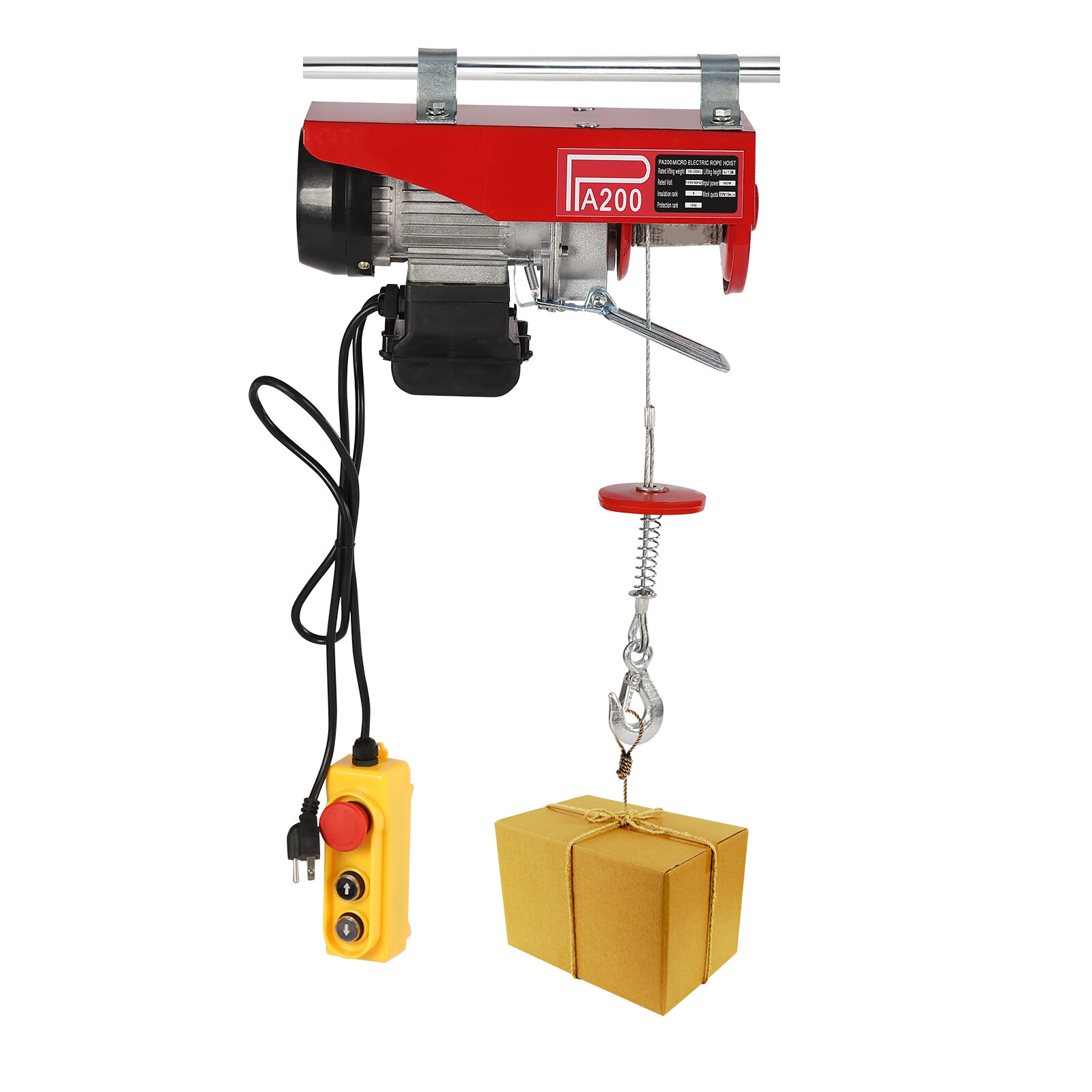 200kg/440lbs 110V Electric Wired Hoist Winch Hoist Crane Lift Remote Control