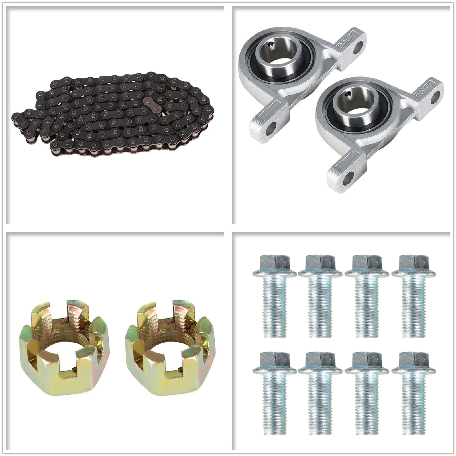 waltyotur 32 Go Kart ATV Rear Axle Assembly Kit Shaft & Hub & Chain & Brake M…