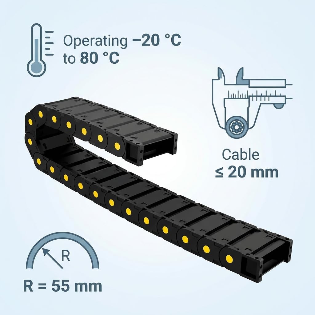 Cable Drag Chain 25x77mm Plastic Wire Carrier 1M Long 4 Pack Flexible Energy