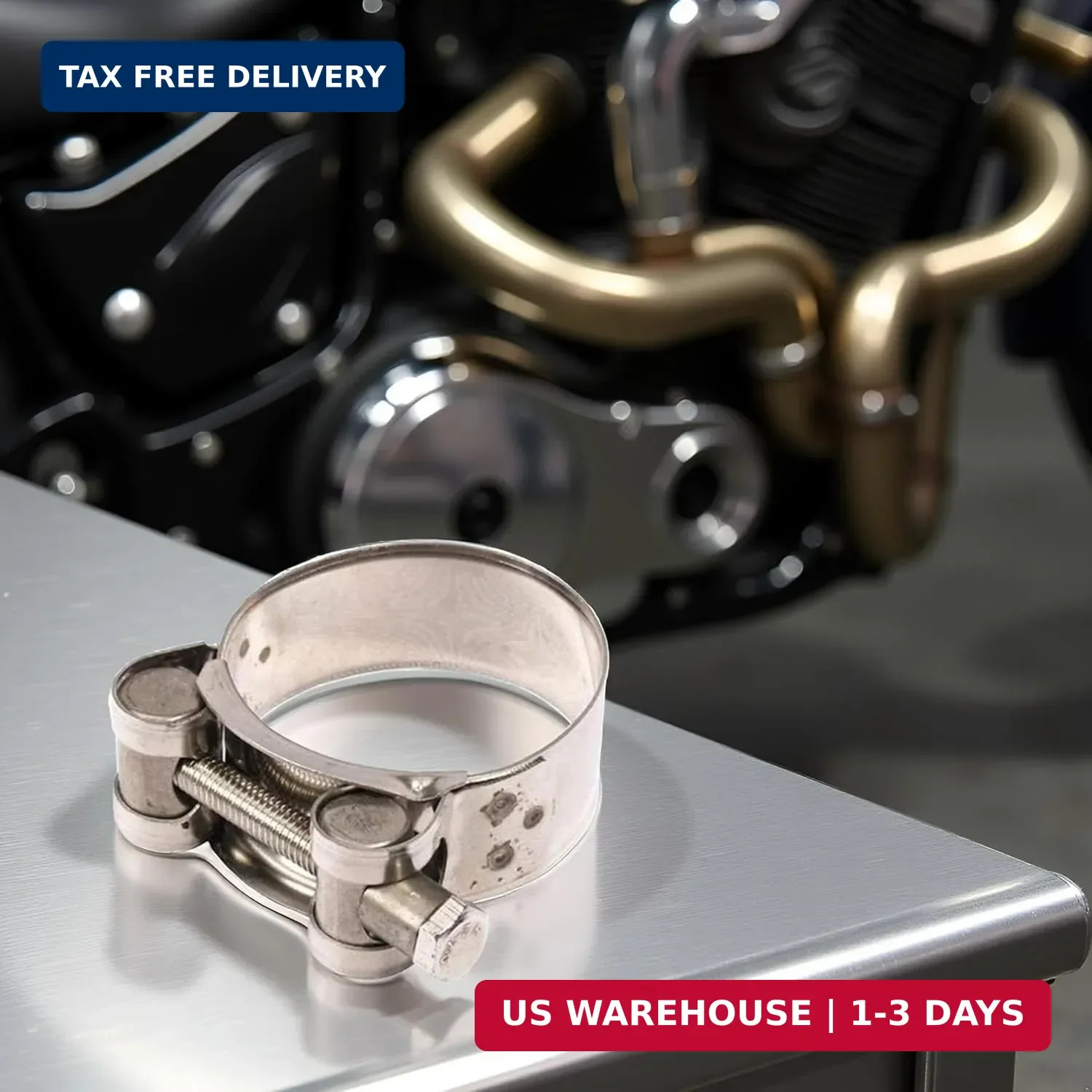 2Pcs Exhaust Clamp Stainless Steel Exhaust Band Clamp Replacement for Motorcy…