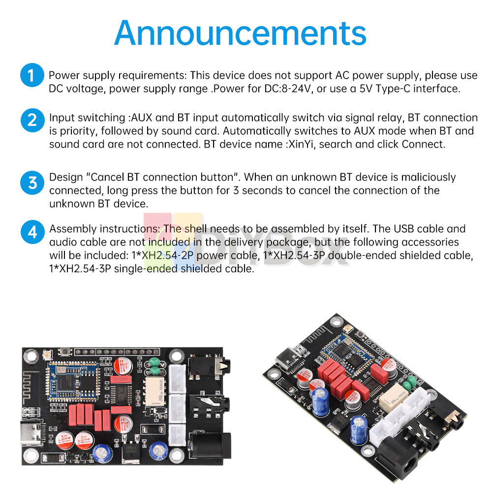 DC 8-24V Bluetooth 5.1 Audio Decoder Board APTX HD QCC5125 LDAC Receiver Board