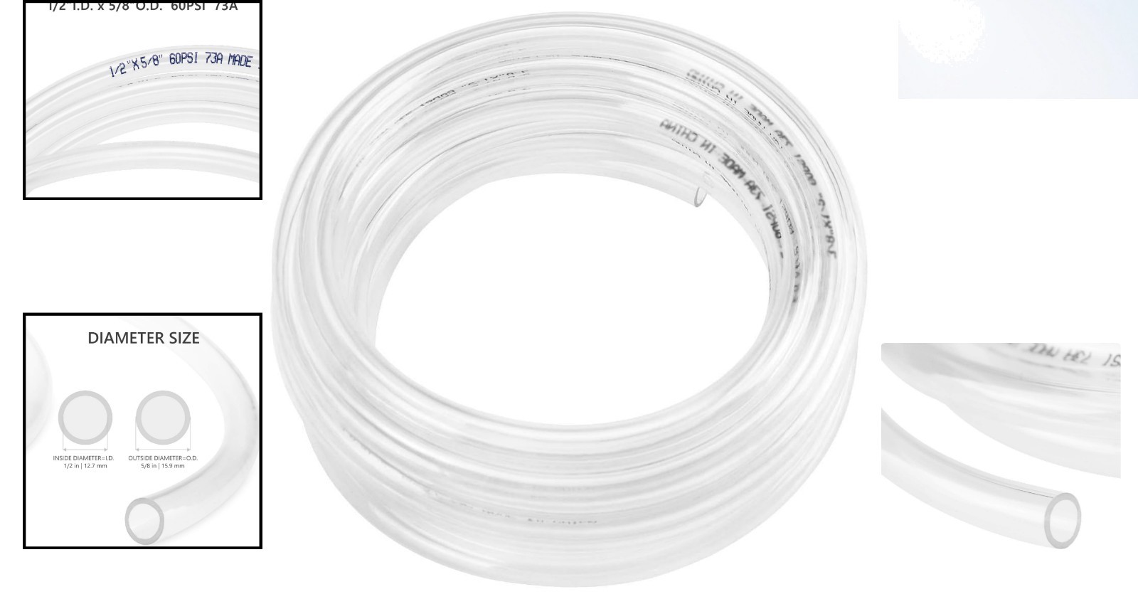 Lightweight Clear Vinyl Hose – 1/2 Inch ID, 10 Feet, Ideal for Aquariums