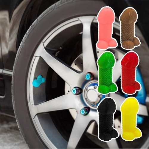 Glow in The Dark Blue Novelty Tire Valve Stem Caps, 4-Pack Universal Waterproof