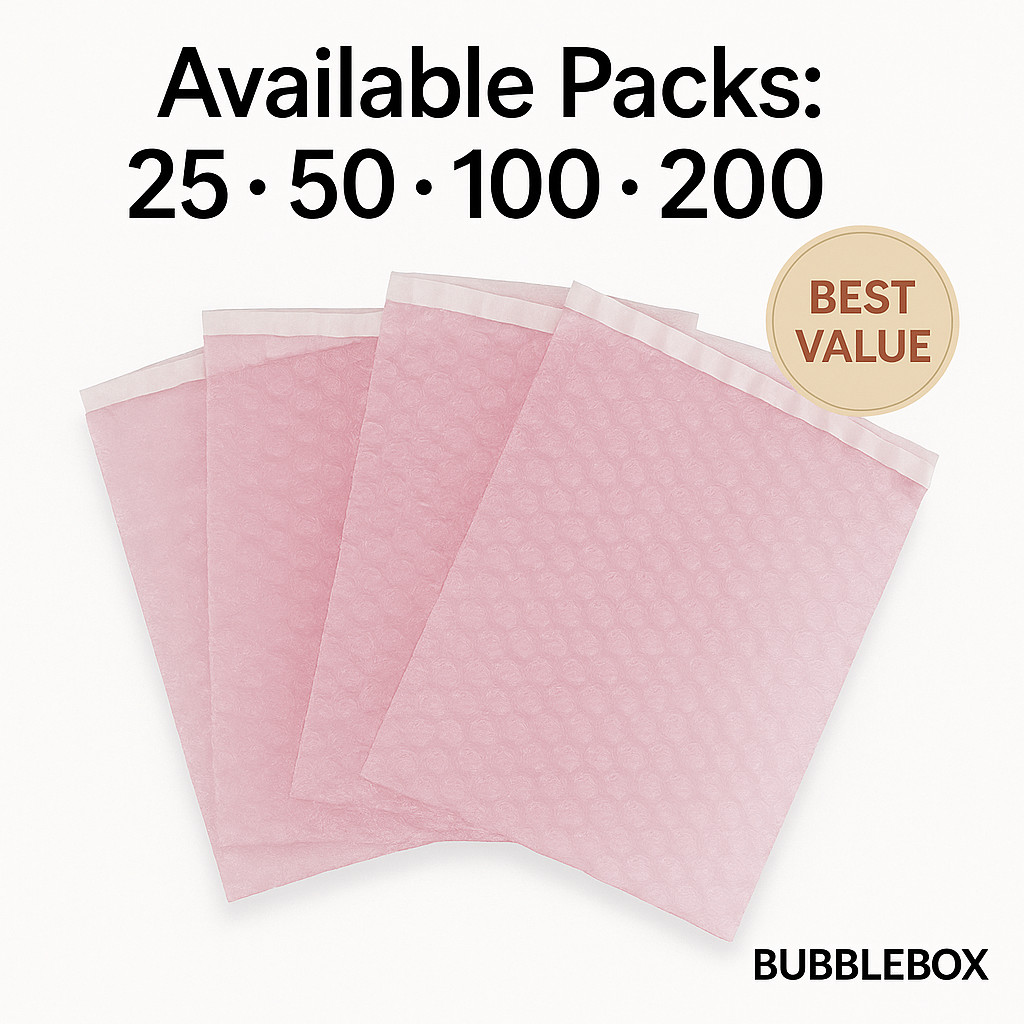 4×5.5 Anti-Static Bubble Out Pouches | Self Seal 3/16″ Cushion Bags | Pink