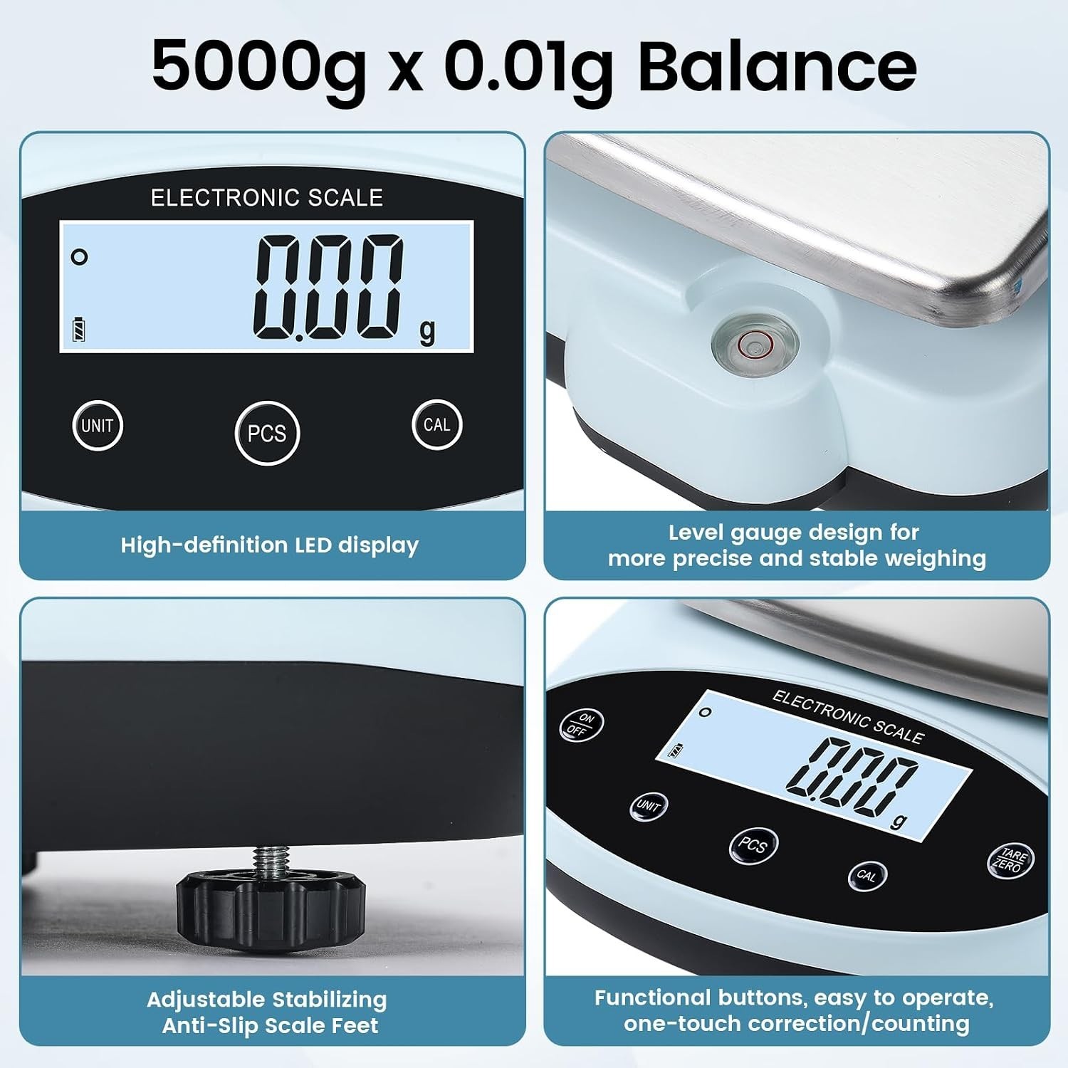 Analytical Balance 5000g x 0.01g Digital Gram Scale 0.01g Accuracy Precision Lab