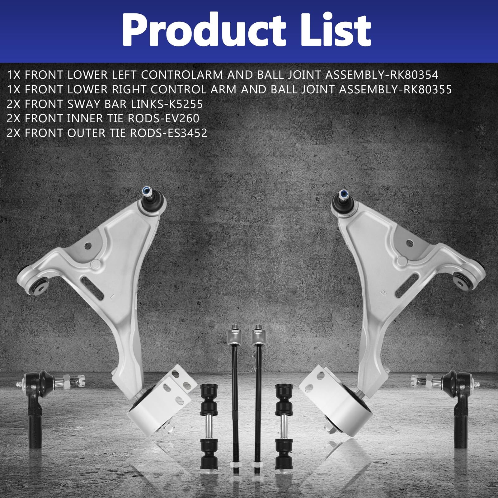 Front Lower Control Arm Tie Rod Swaybar Kit 8Pcs For 2006-2011 Lucerne DTS