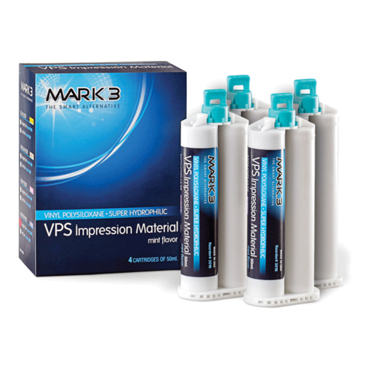 MARK3 VPS Impression Material, Heavy Body, Fast Set, 4 x 50 ml Cartridges