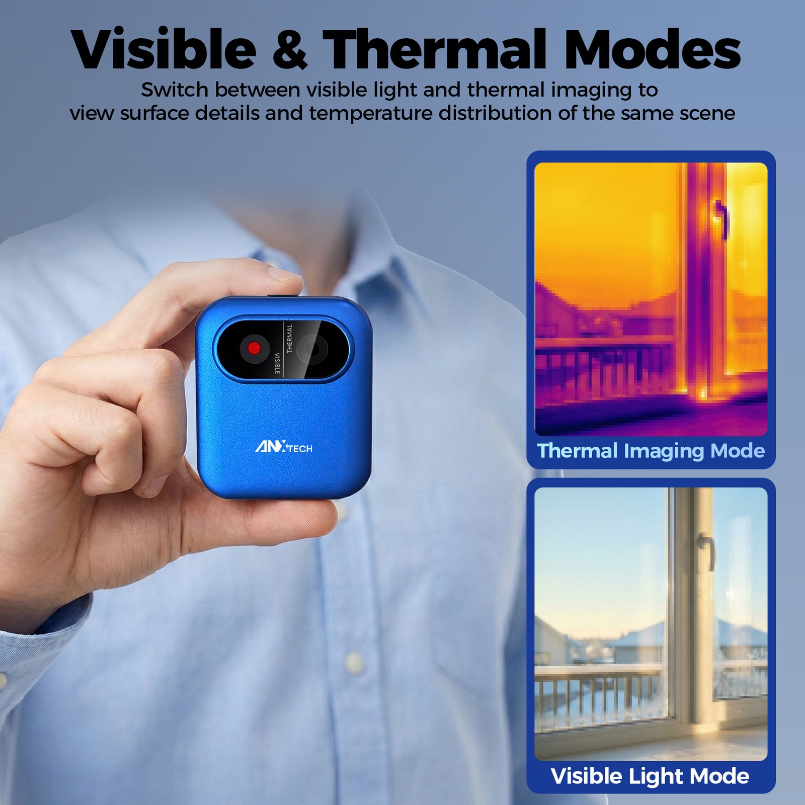 ANXTECH Small Blue Infrared Thermal Imaging Camera Mini Thermal Imager Camera