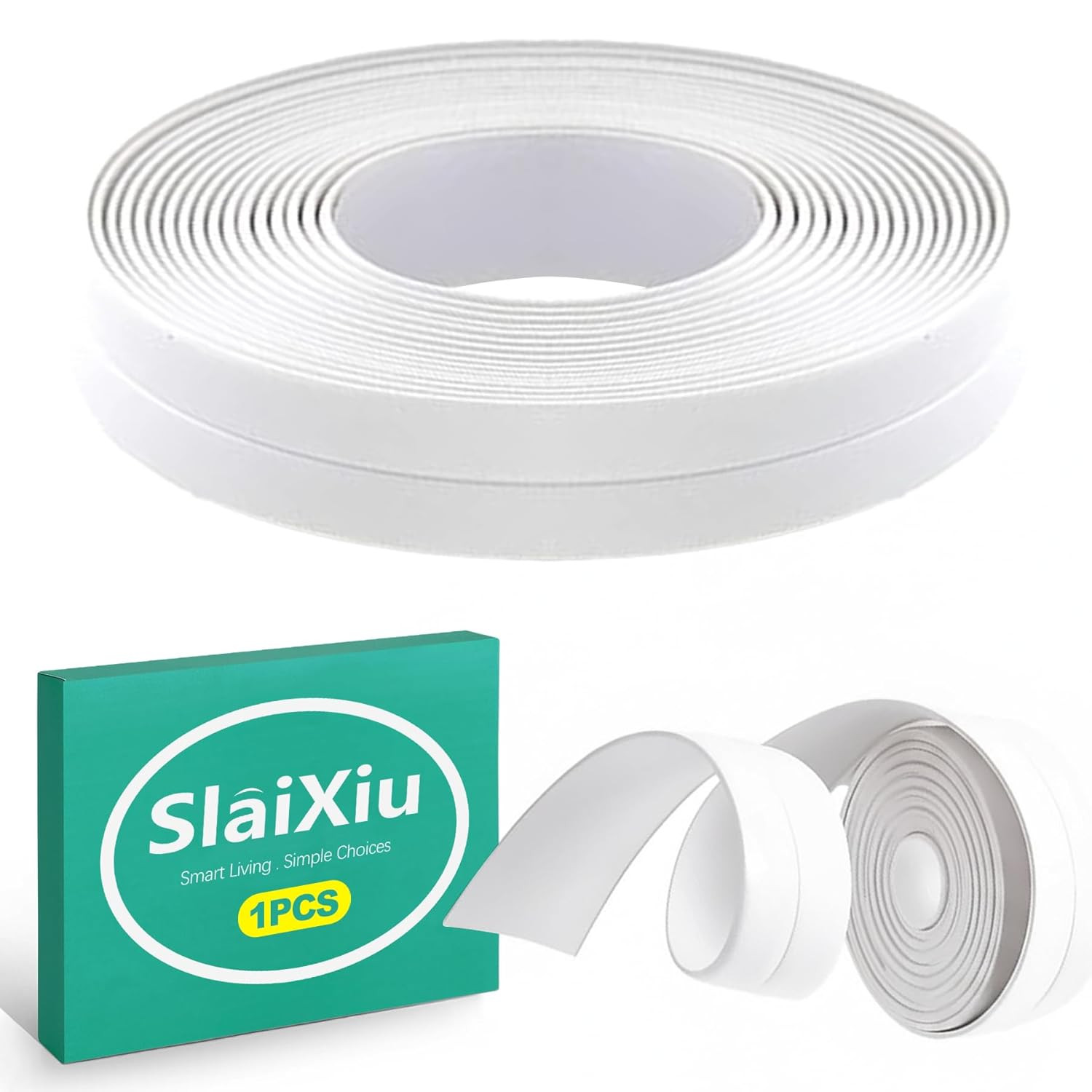 1-Pack 1.5″ x10.5ft White Caulk Tape – Waterproof Self-Adhesive Sealing Strip fo