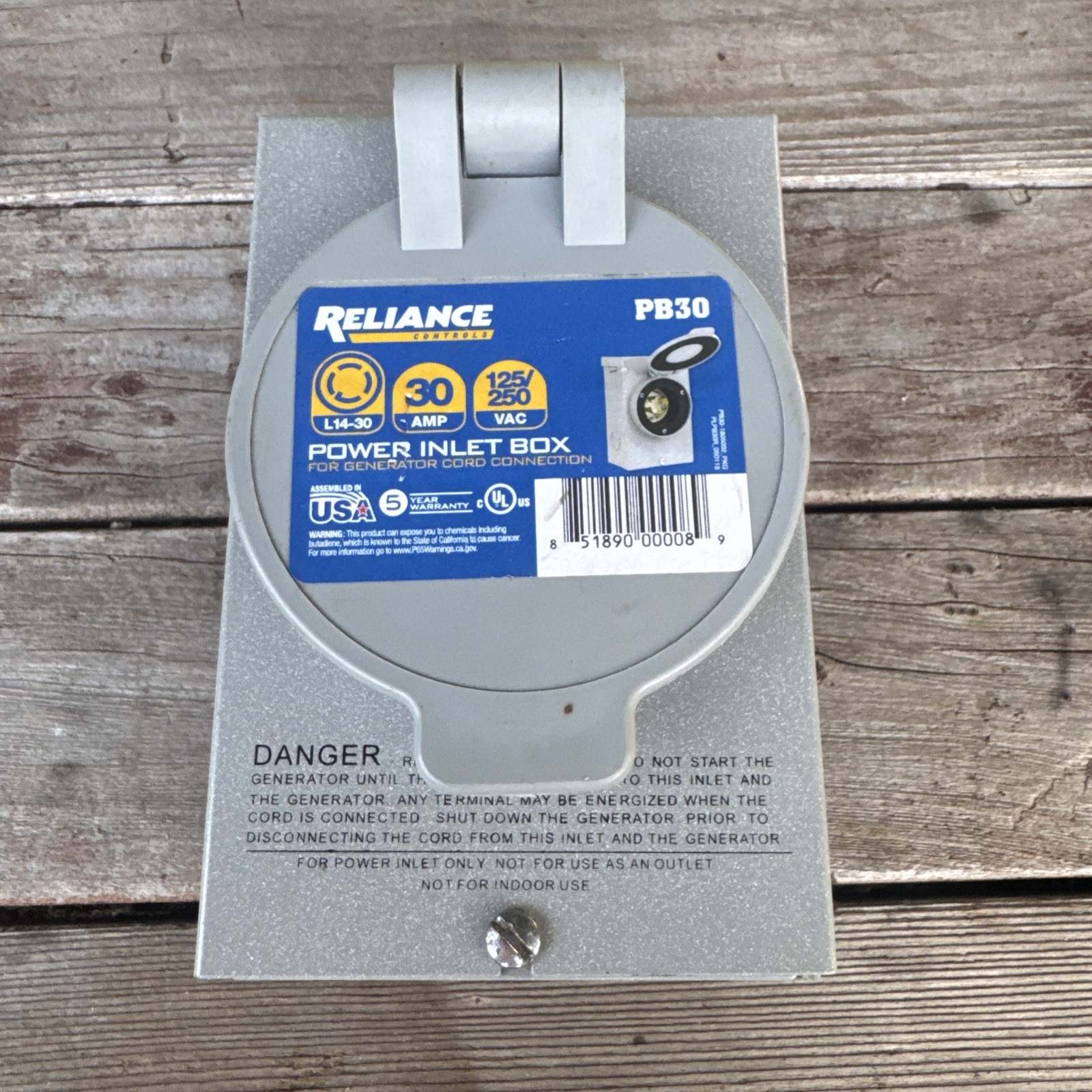 Reliance Controls PB30 30A Outdoor Power Inlet Box Metal L14-30 125/250v AC