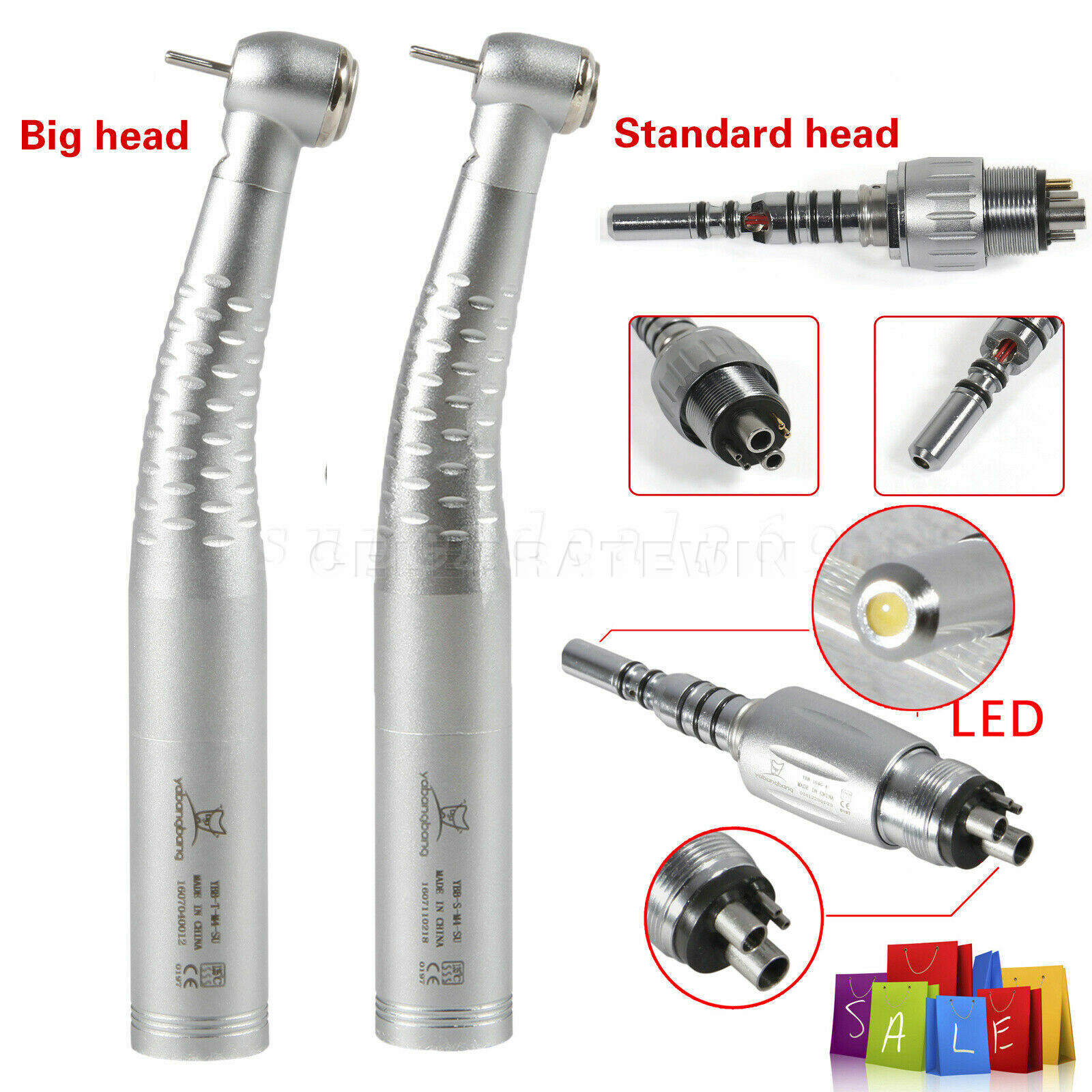 USA Dental LED Fiber Optic Handpiece High Speed Fit Kavo Coupling 4Hole / 6Pin