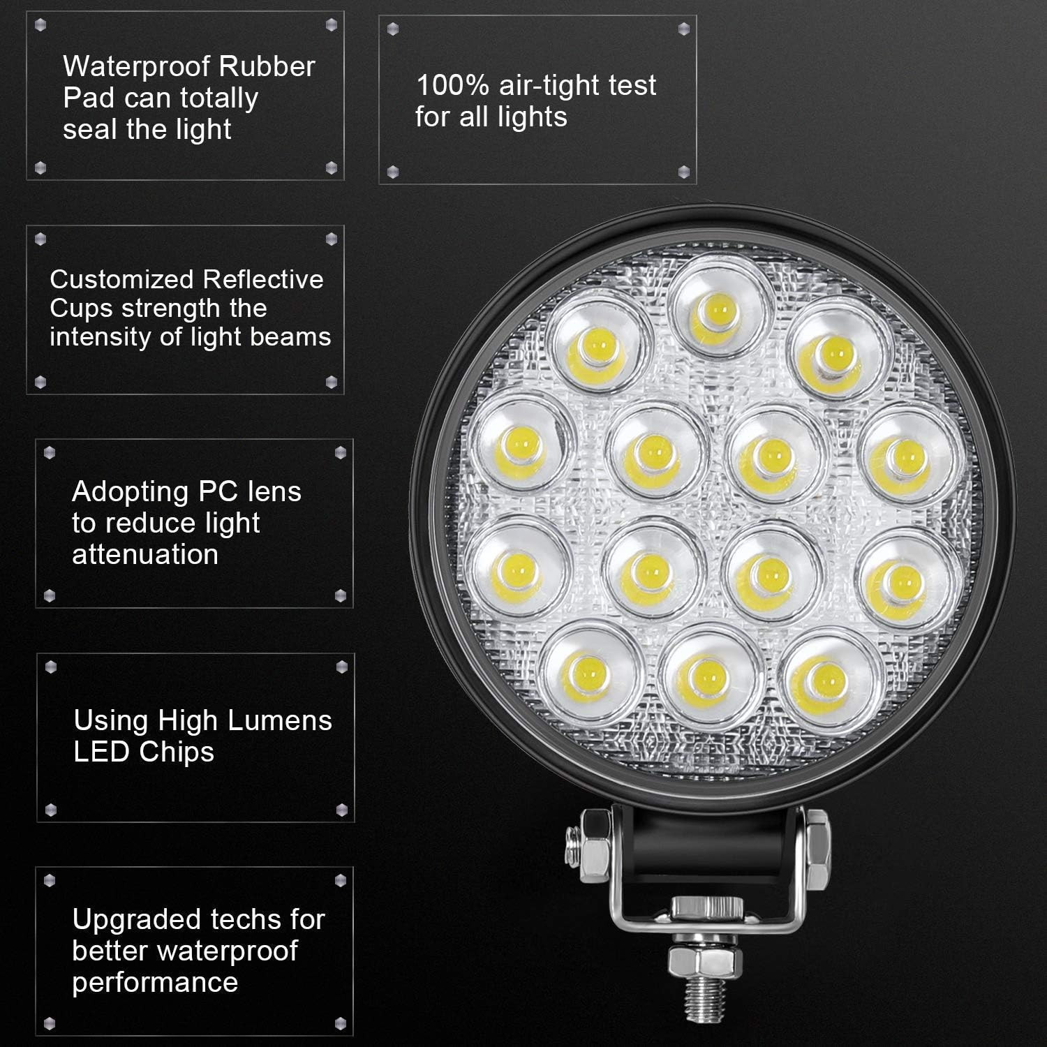 Round 4.5″ White LED Work Light Headights For John Deere Kubota Kubota Tractor