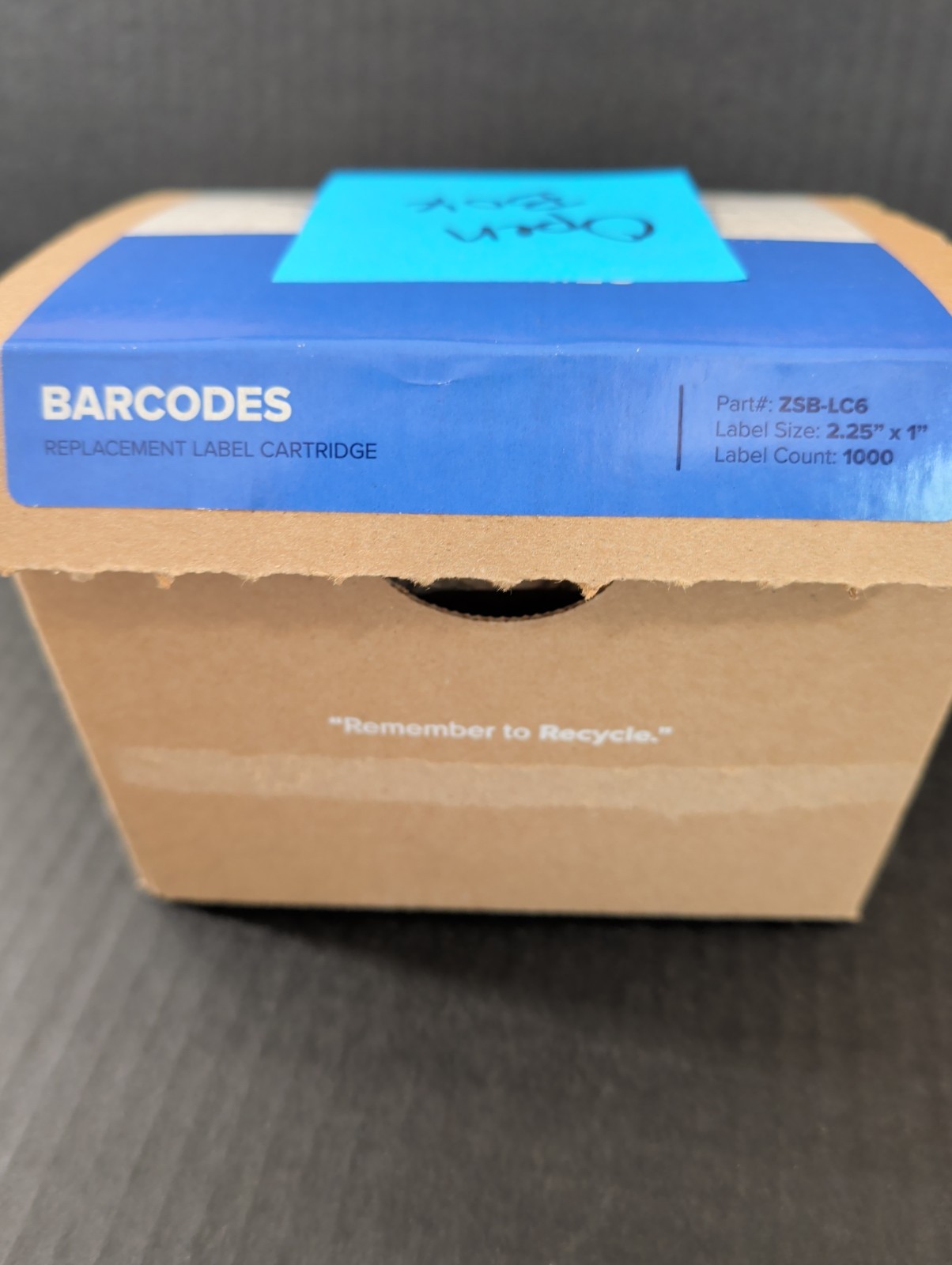 Zebra Barcode Label Cartridge 2.25” x 1” 1000 Labels Per Roll, Part# ZSB-LC6