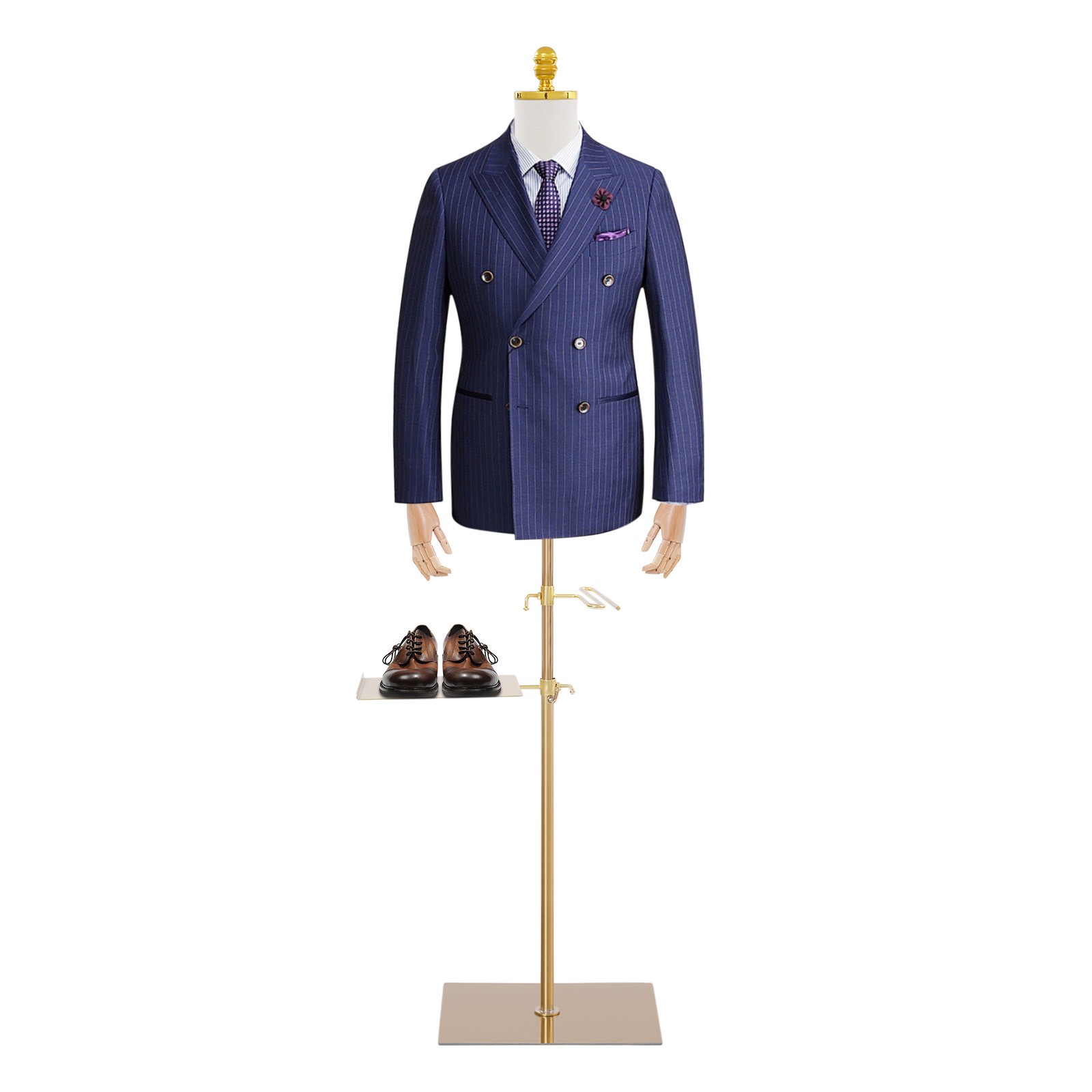 Adjustable Male Mannequin 150-180cm with Pants & Shoe Rack, 66 lbs Capacity