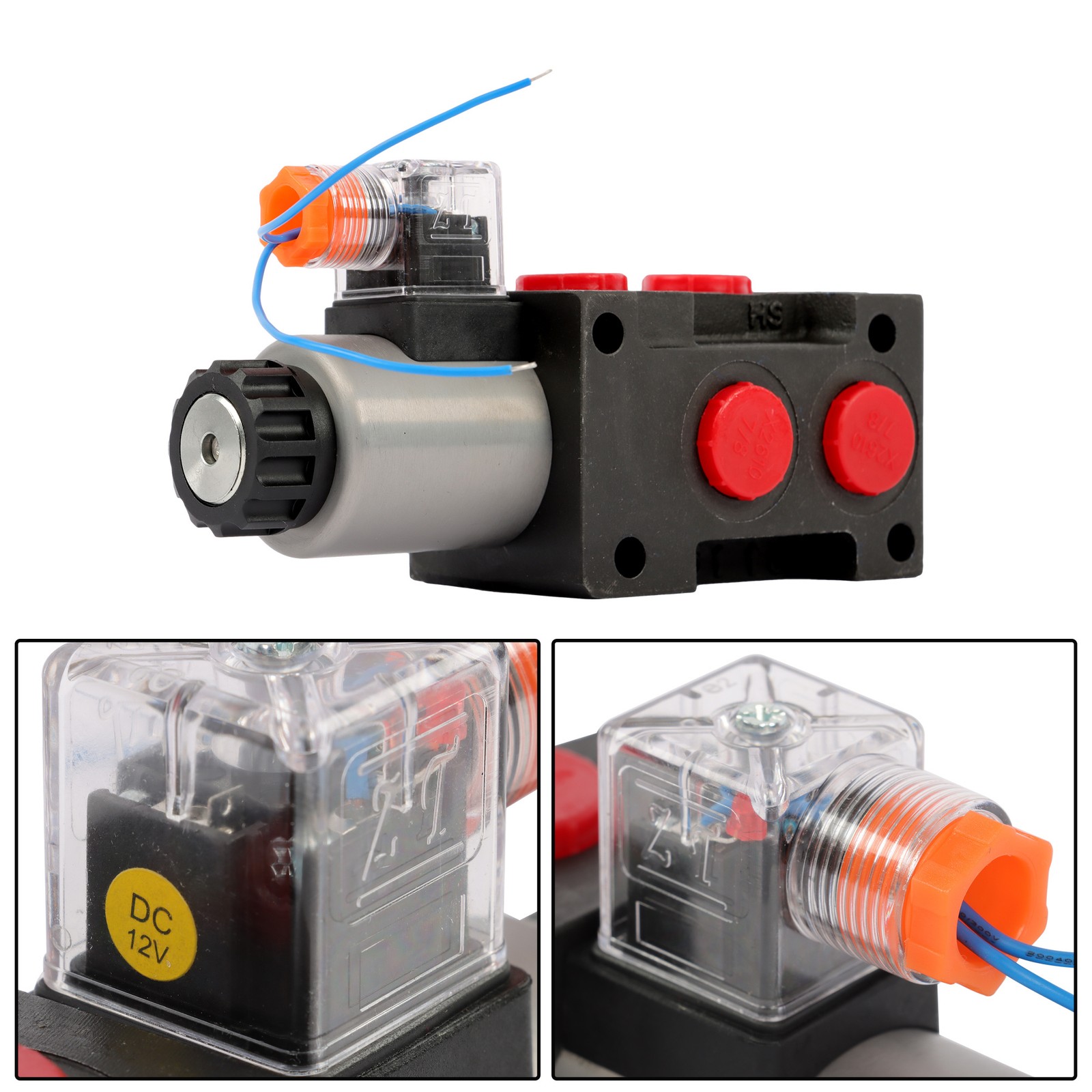 6 Port 12V DC Hydraulic Diverter Valve 13 GPM 25MPa 3 Connectors