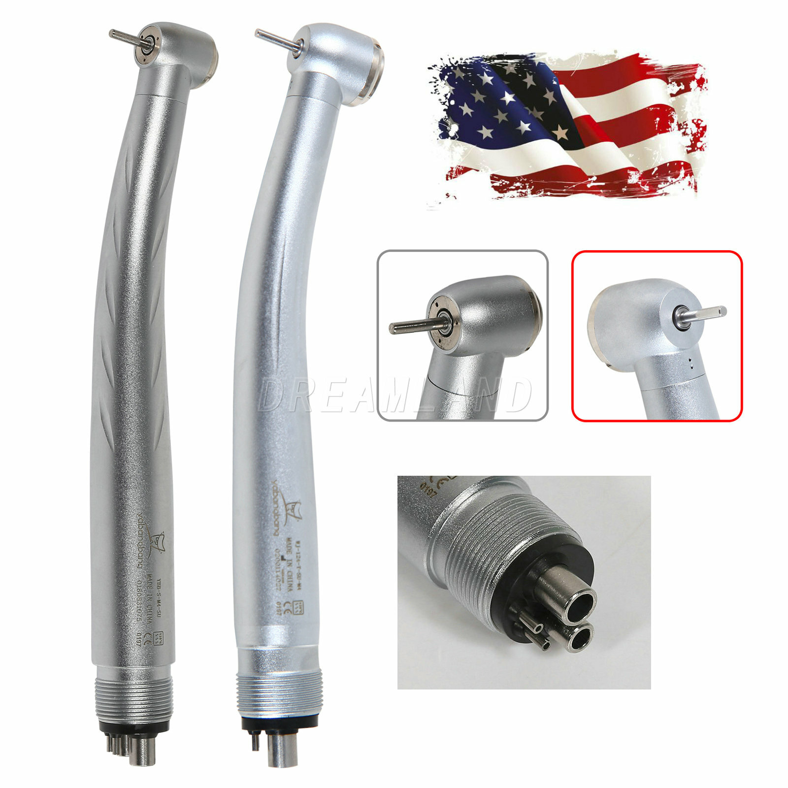 Dental High Speed (LED) Handpiece Push Single/Triple Way Spray 4 Holes e’r