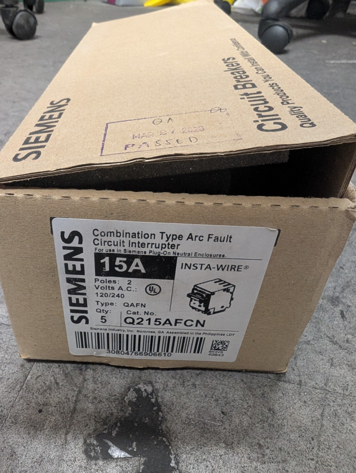 Siemens Q215AFCN 15 Amp 2-Pole Combination Arc Fault Circuit Breaker NEW Sealed