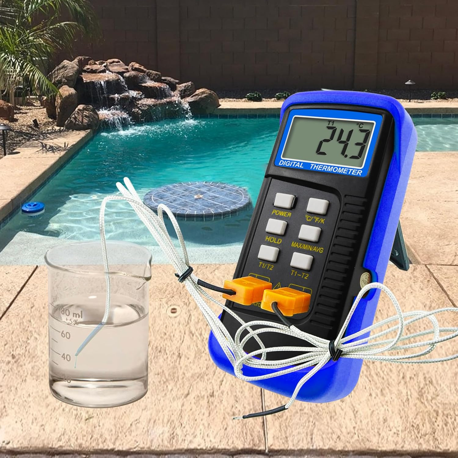 Digital K Type HVAC Thermometer with 4 Thermocouples, MAX/MIN/AVG Temperature Me