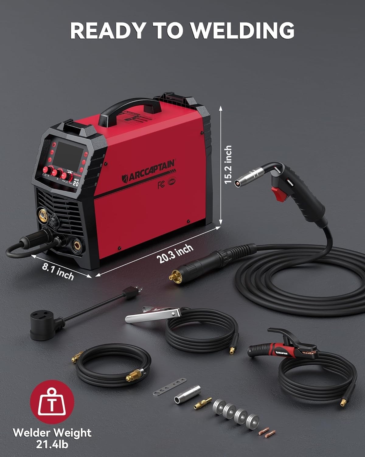 ARCCAPTAIN MIG Welder 200Amp 6 in 1 Gas MIG/Gasless Flux Core MIG/Stick/Lift TIG
