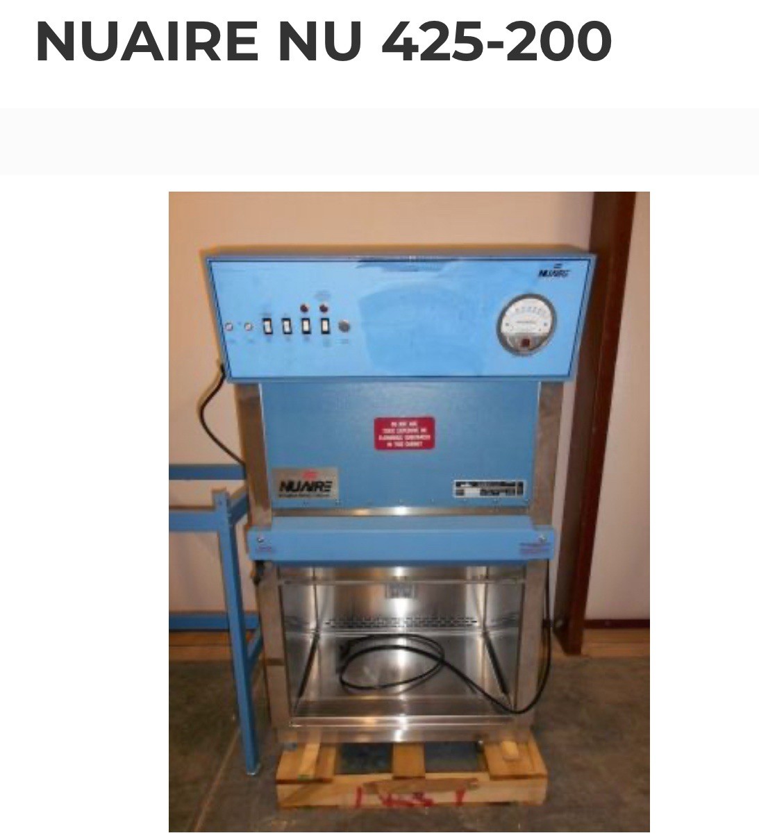 NuAire LabGard ES NU-425 Class II, Type A2 Biosafety Cabinet