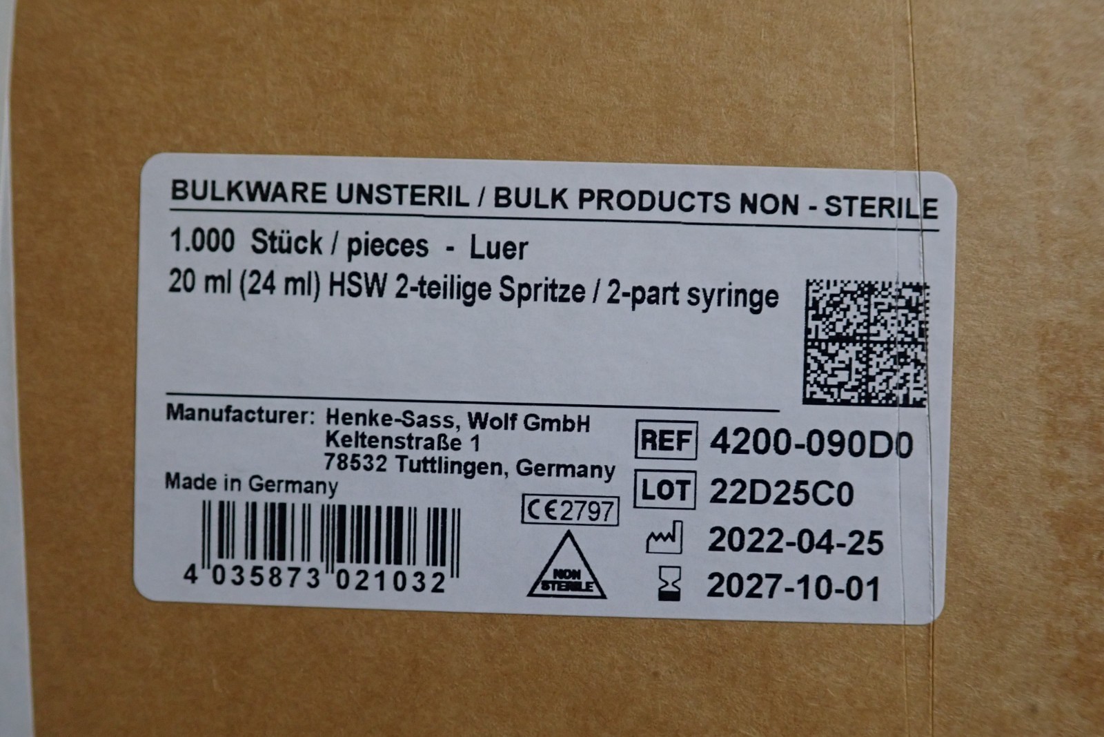 Agilent 5610-2117 ValueLab 20 mL, Luer, Slip, 1000 pieces, 4200-090D0 – NEW