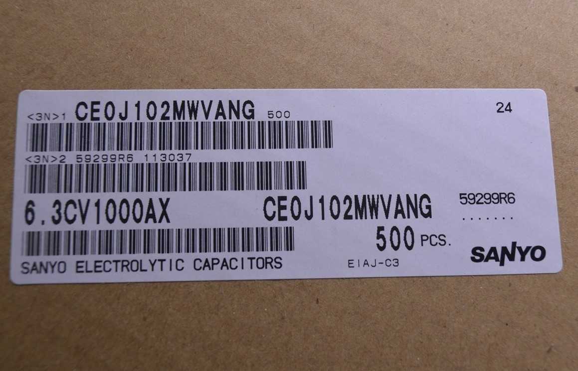 500 Sanyo 1,000uF µF mF mFD 6V Electrolytic Organic Polymer Capacitors CE0J102MW