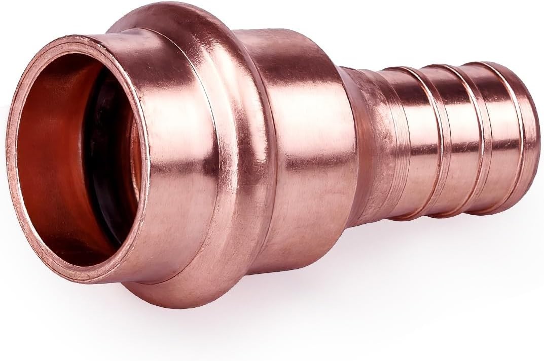 Copper Press Fittings Crimp Coupling Adapter, 10-Pcs 1/2 Press x 1/2 PEX inch…