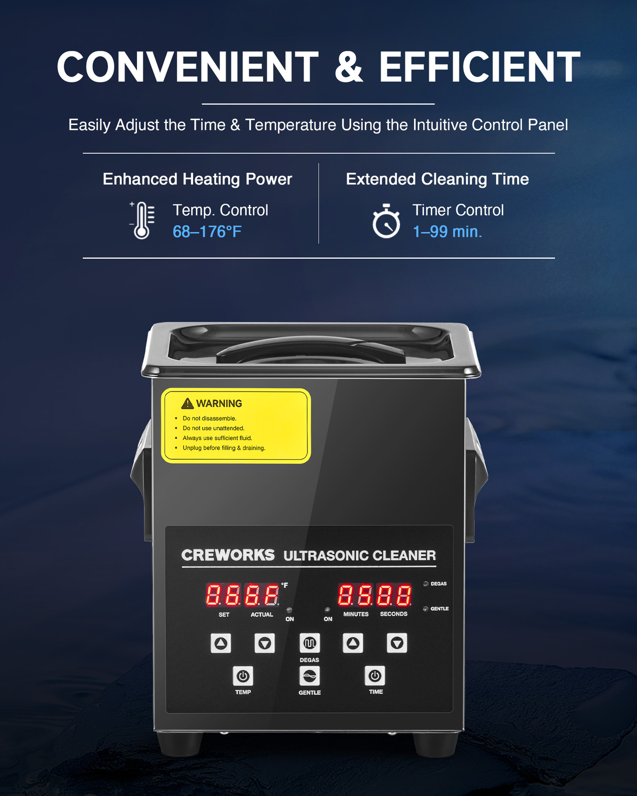 CREWORKS 2L Digital Ultrasonic Cleaner for Glasses Retainer Jewelry 200W Heater