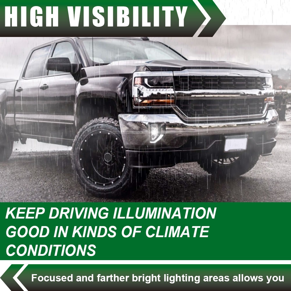 For 2016 2017 2018 Chevy Silverado Bright LED Fog Lights Driving Bumper Lamps
