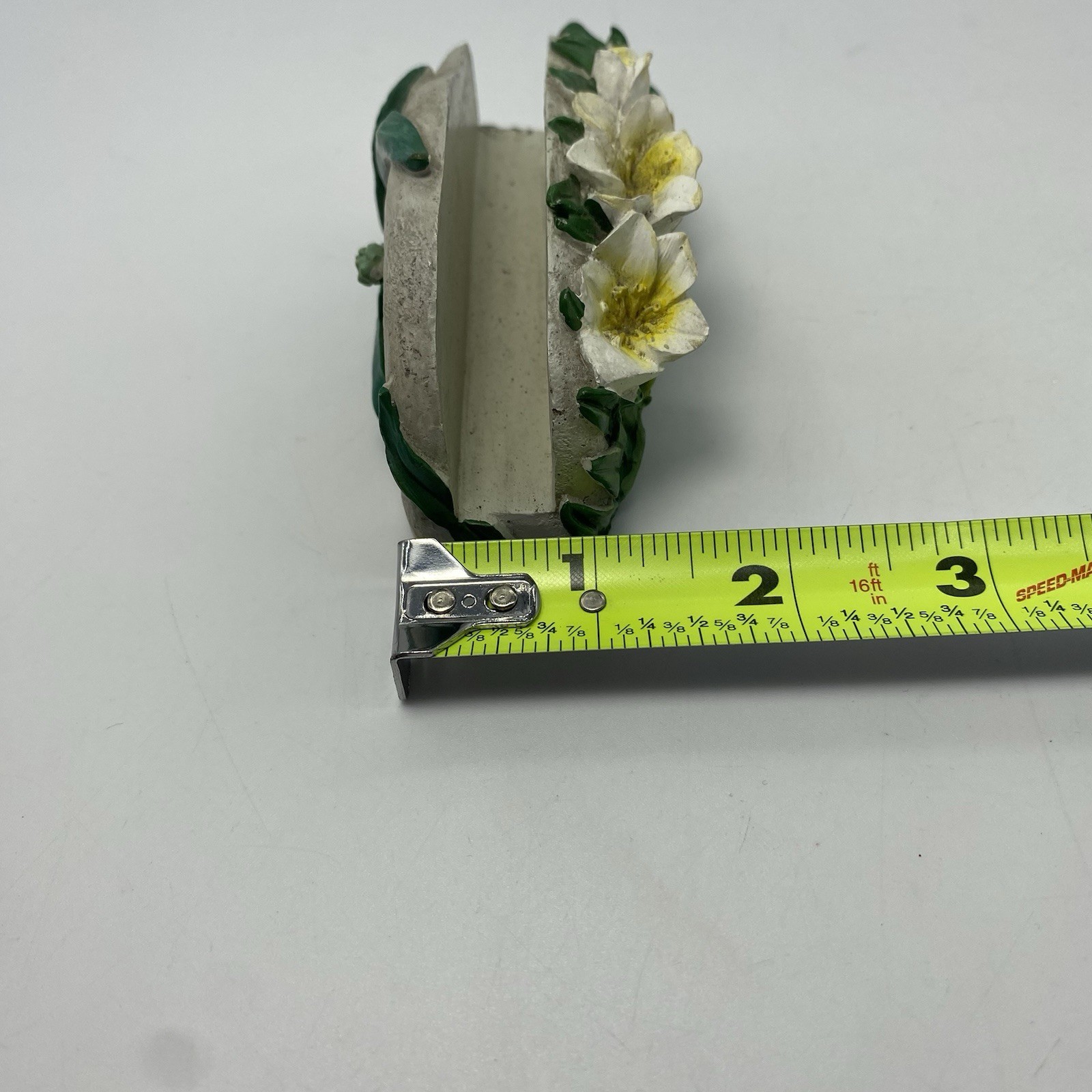 Vintage Business Card Holder Floral Resin 3.5” Recipe Card Desk Accessory
