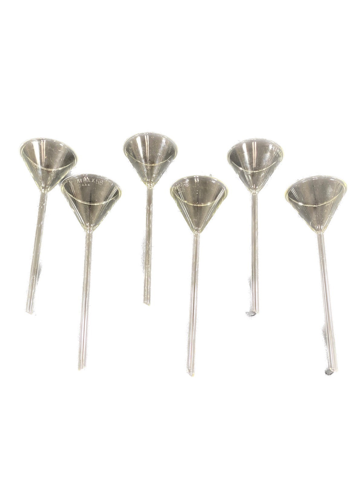KIMBLE KIMAX Glass 60mL 65mm I.D. 58° 6″ Long Stem Funnel 28900-65 (6/pk) (B)