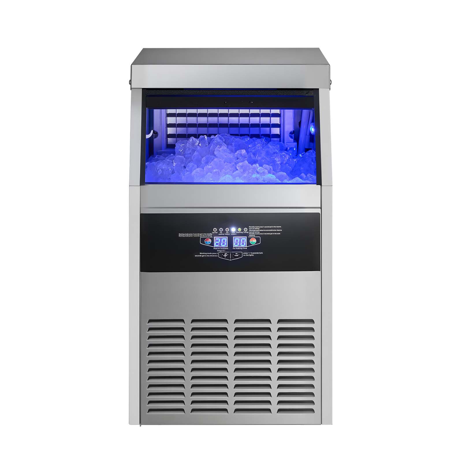 Uimoso Commercial Ice Maker 130 lbs/24h Ice Machine 16-30 lbs Storage Restaurant