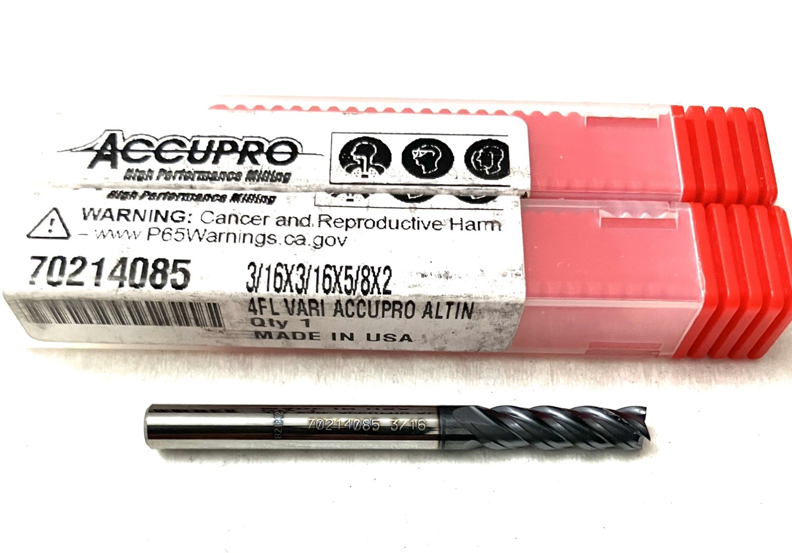 10PC Accupro 3/16″ 4FL Square End Mill Solid Carbide AlTiN 70214085 NEW