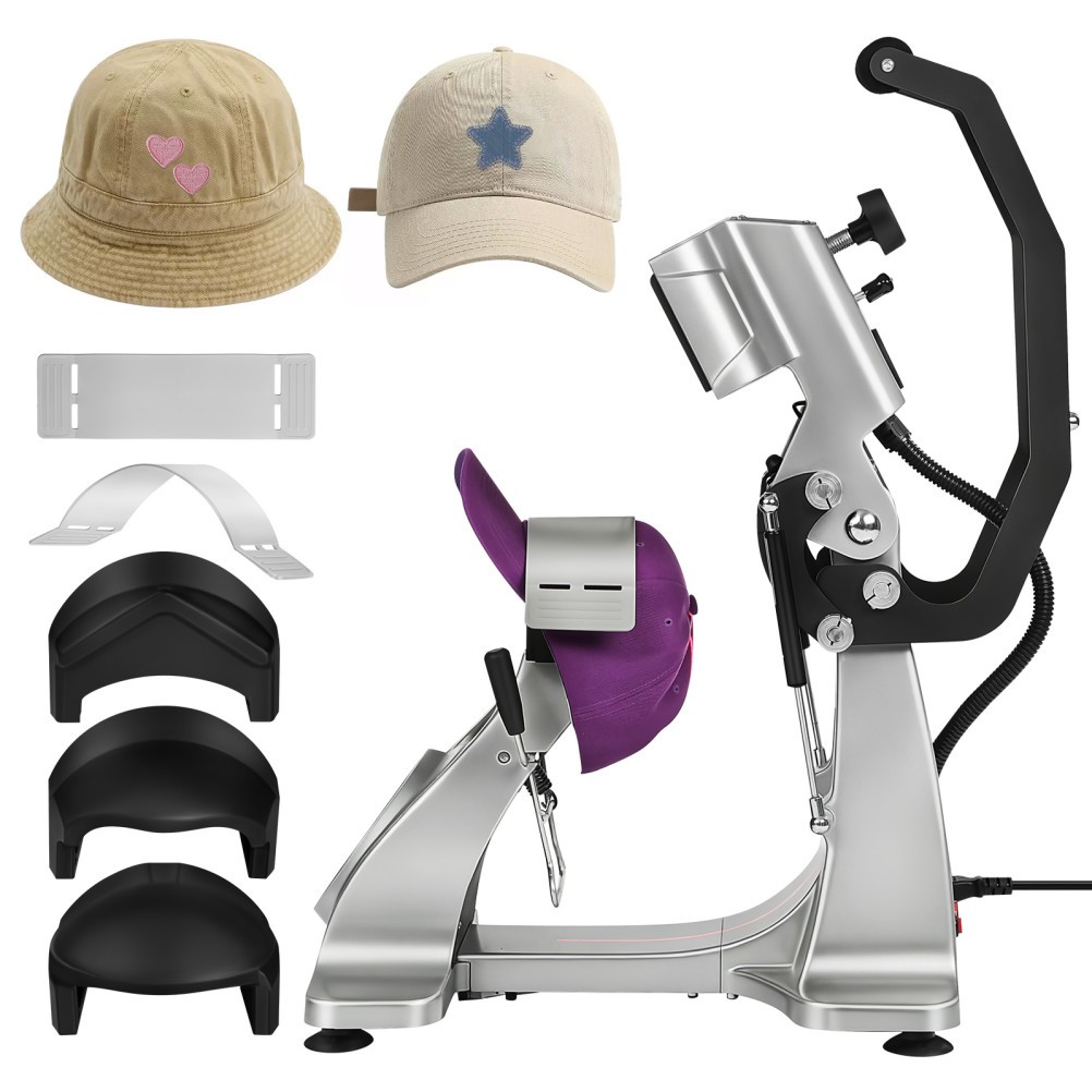 Dual Heater Hat Heat Press Semi-Auto Open Printing Cap Machine w/Laser Alignment