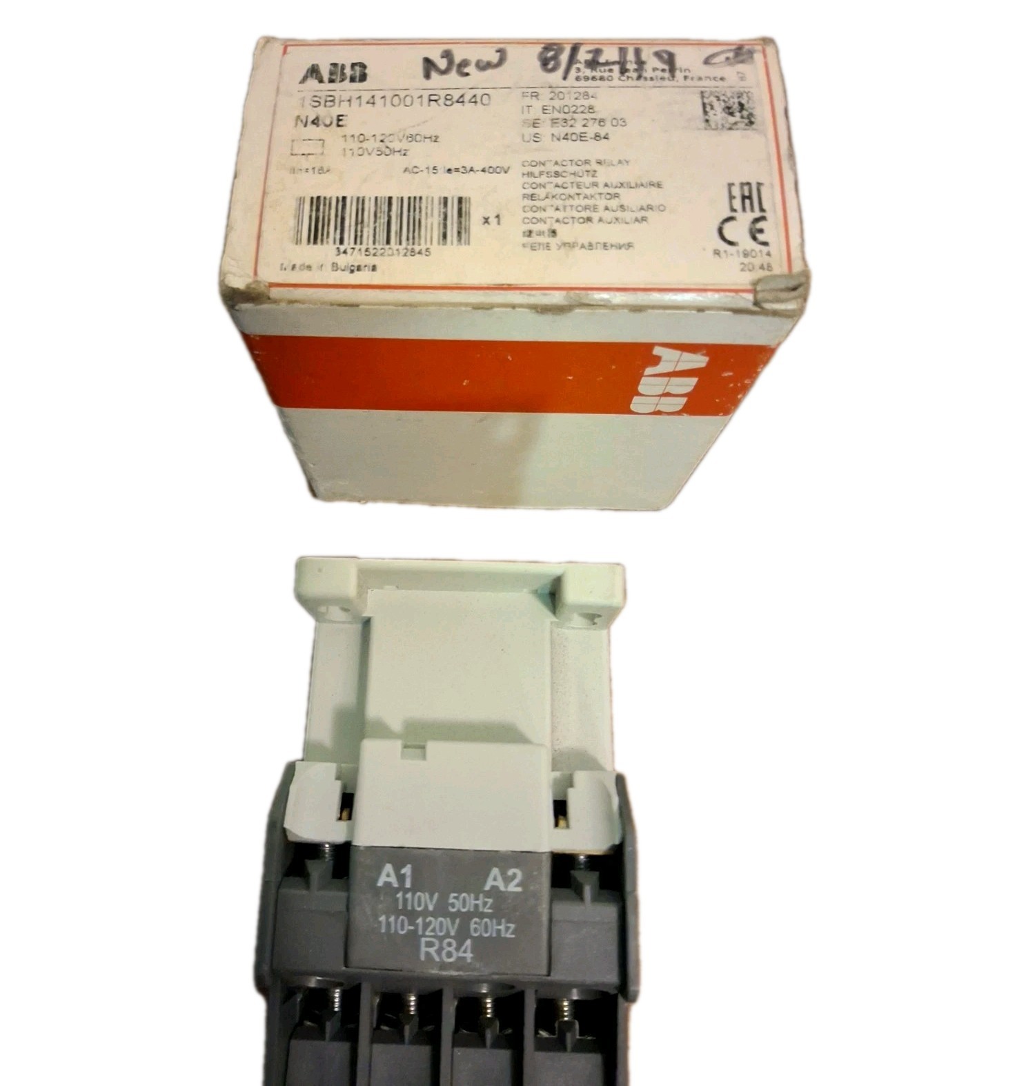 ABB 1SBH141001R8440 N40E Contactor Relay 110-120V60Hz 110V50Hz Made In Bulgaria