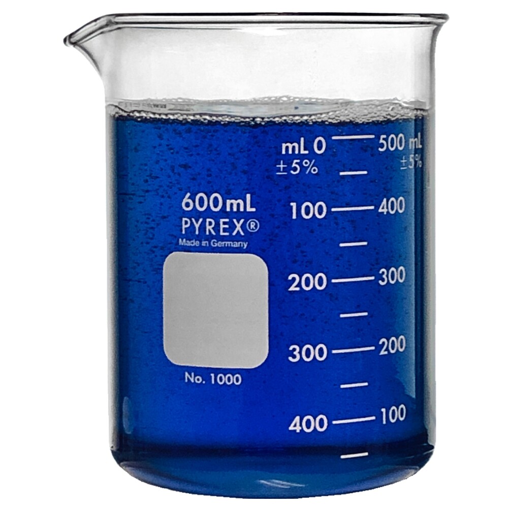 600ml Glass Beaker, Griffin Low Form, Graduated, PYREX 1000-600 (Single)
