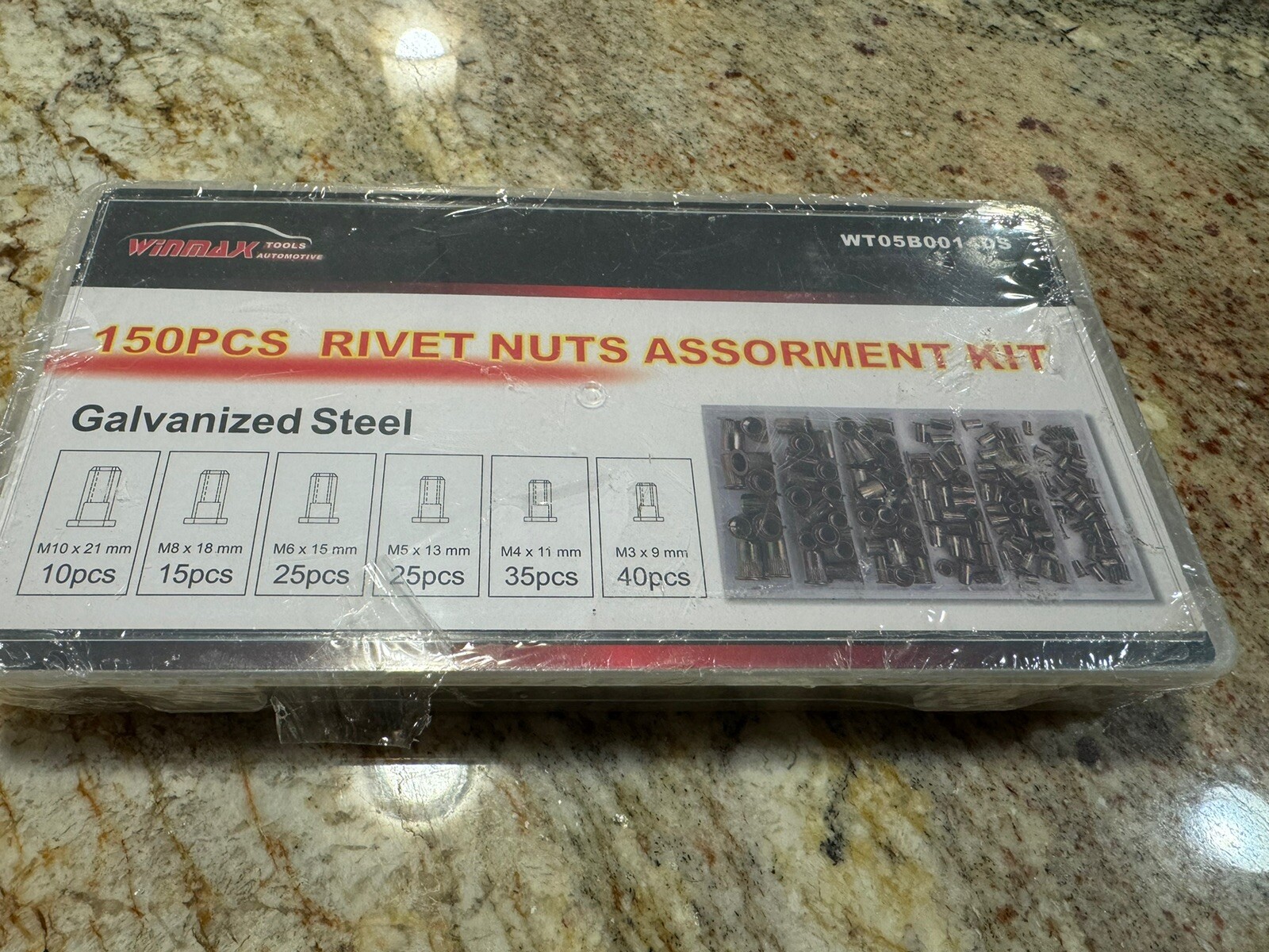 Winmax Aluminum Rivet Nut Kit Assortment 150 pcs Metric New Sealed