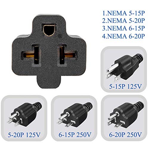 4in1 IEC320 C20 To NEMA 515/20R 615/20R AC Power Plug Adapter Black