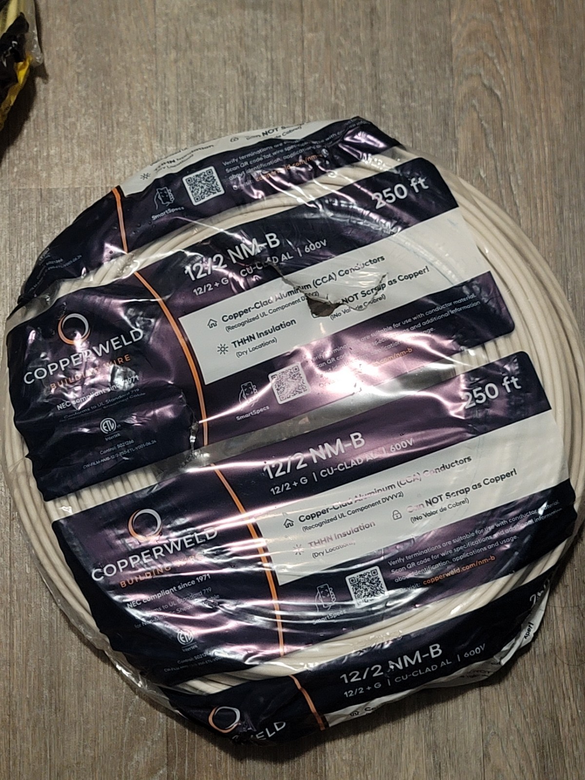 12/2 COPERWELD COPER CLAD aluminium electrical wire 250FT