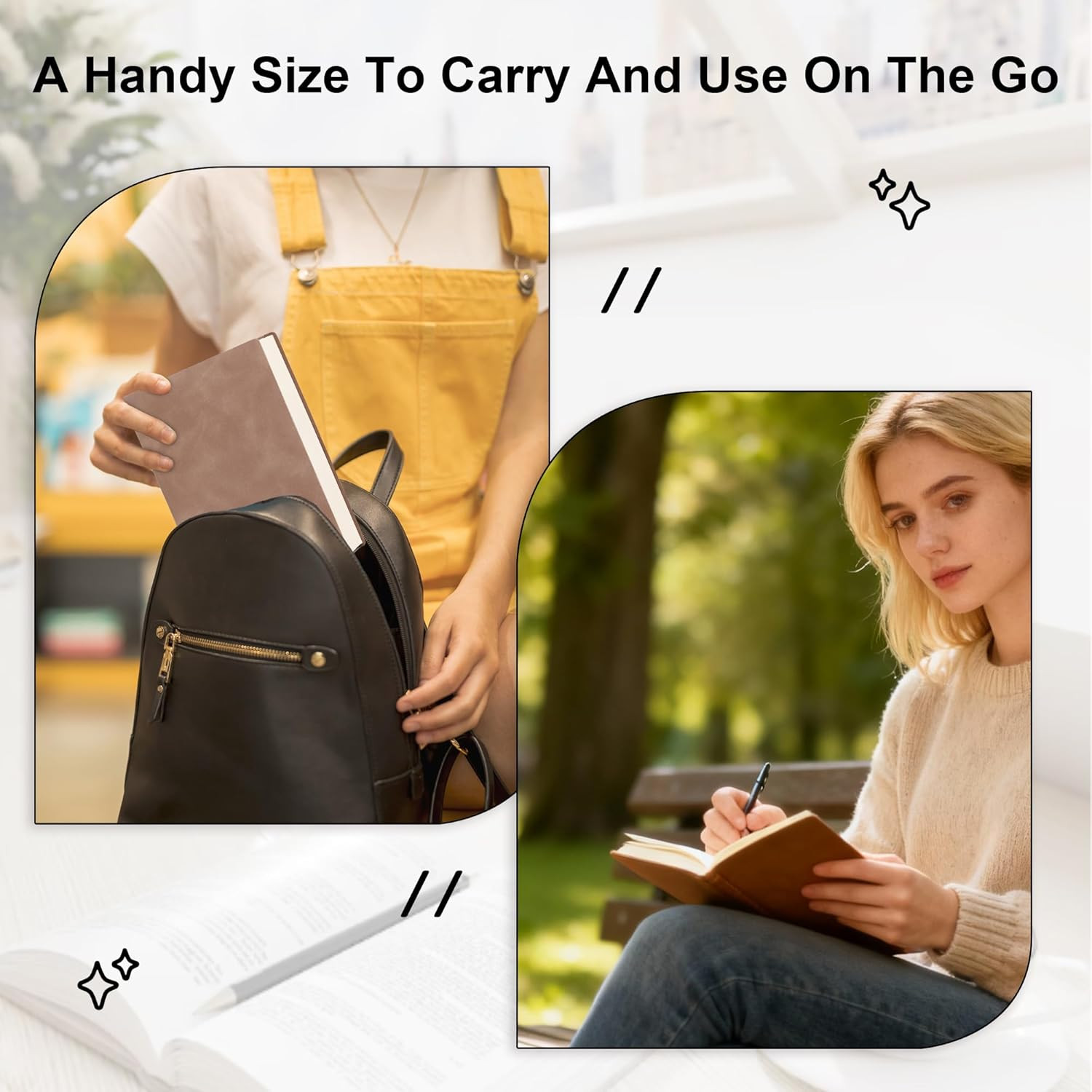 Thick Blank Journal Notebook 400 Pages 3.9 × 5.5 No Lines Soft Leather Pocket