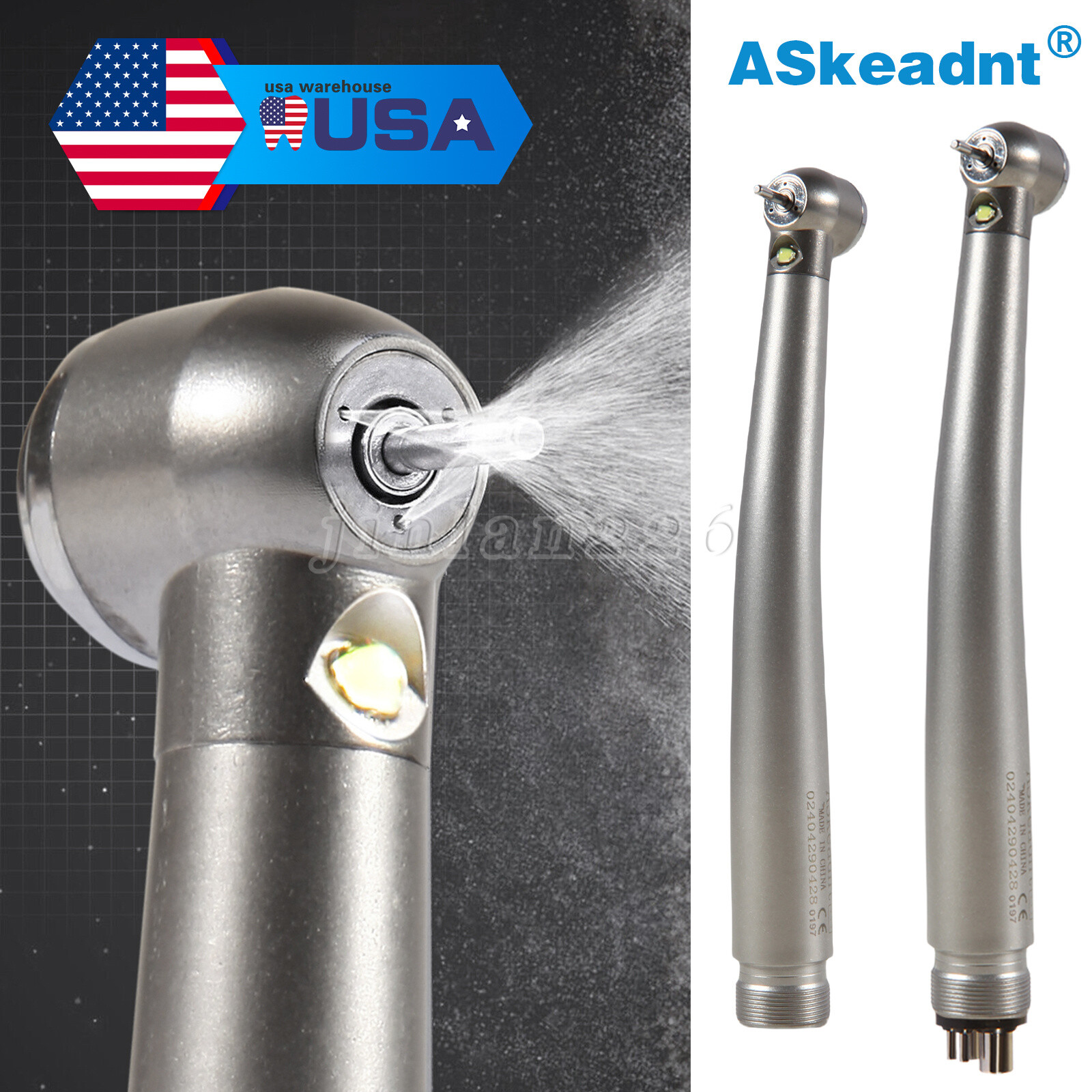 NSK Style Dental LED E-generator Fiber High Speed Handpiece Air Turbine 2Holes 4