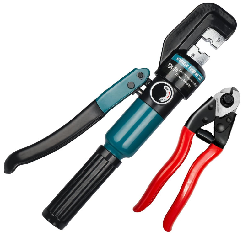 Crimpadora hidráulica con cortacables para acero inoxidable 1/8 a 3/16, Nuevo